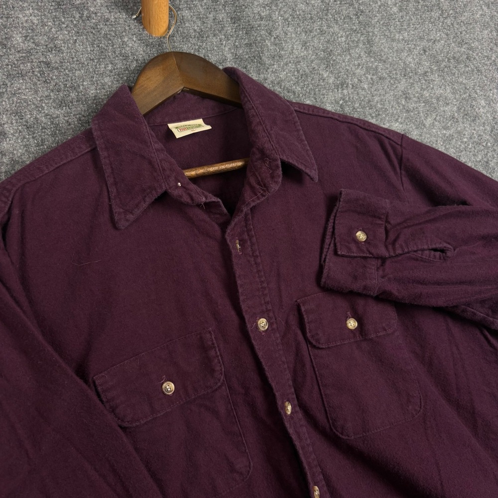 Five Brother Mens XL Flannel Shirt Burgundy Purple Long Sleeve Heavy Workwear